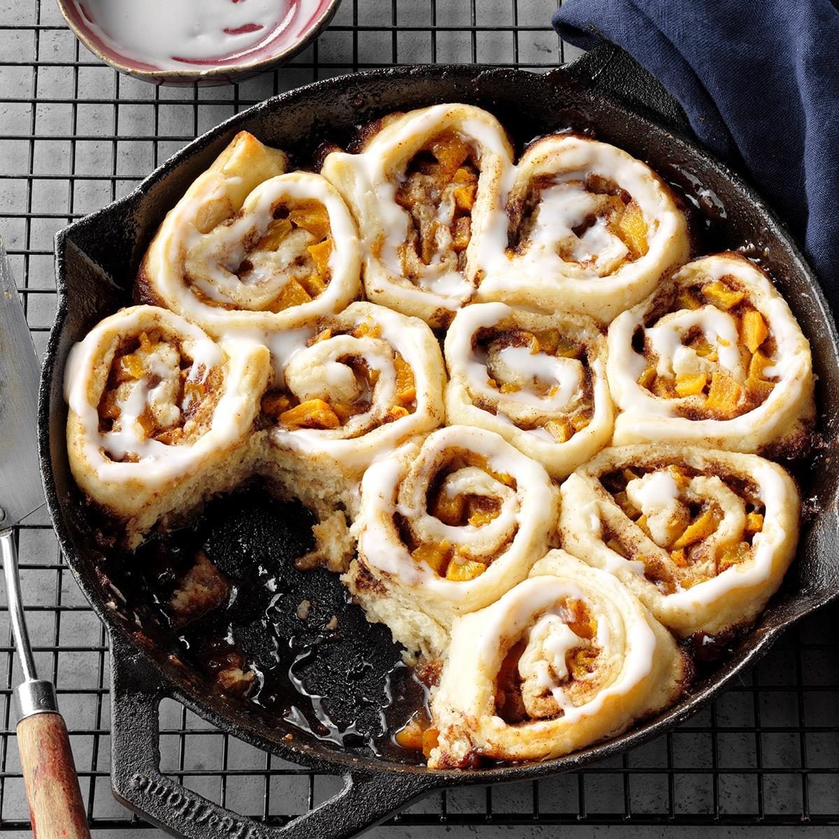 Easy Cast-Iron Peach Biscuit Rolls