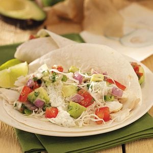 fish tacos with avocado sauce