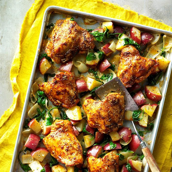Pan roasted chicken and veggies