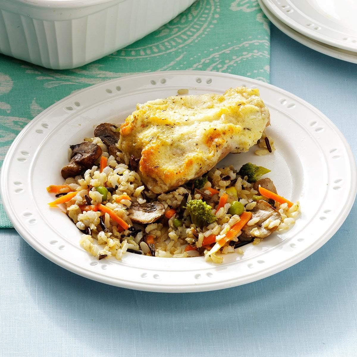 Parmesan Chicken with Mushroom Rice