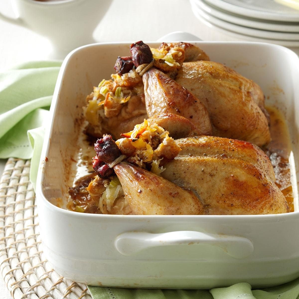 Pineapple-Stuffed Cornish Hens