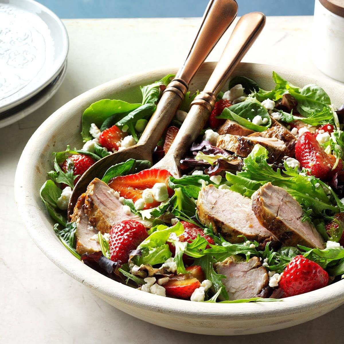 Pork balsamic strawberry salad