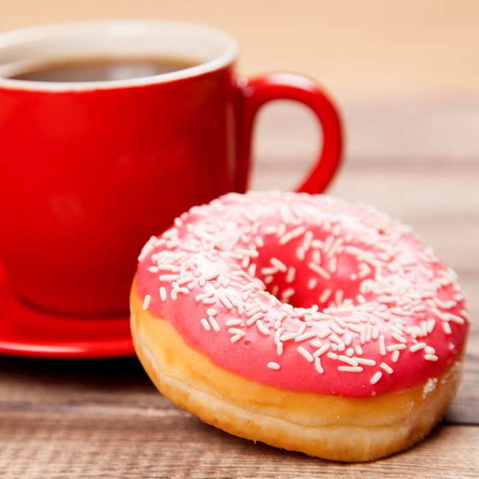 Tasty donut with a cup of coffee; Shutterstock ID 180050750; Job (TFH, TOH, RD, BNB, CWM, CM): TOH