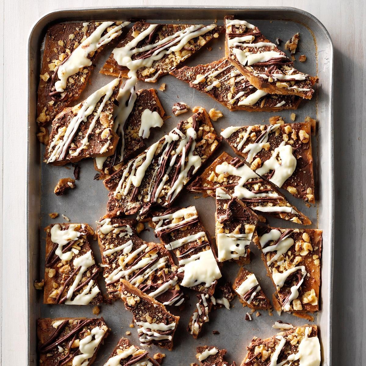 A pan of homemade toffee.