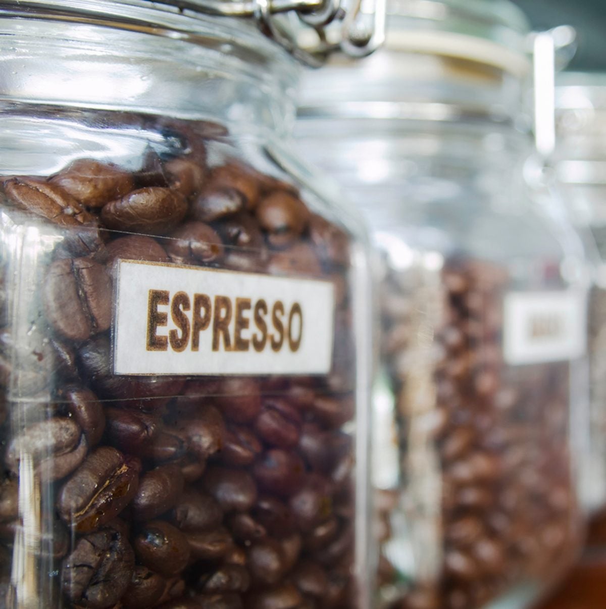 Coffee beans in the Glass bottle; 