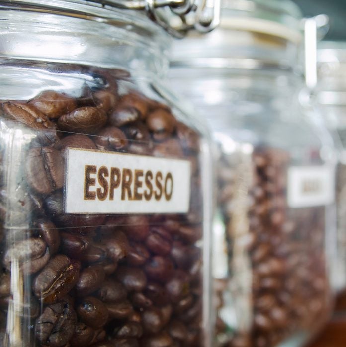 Coffee beans in the Glass bottle;