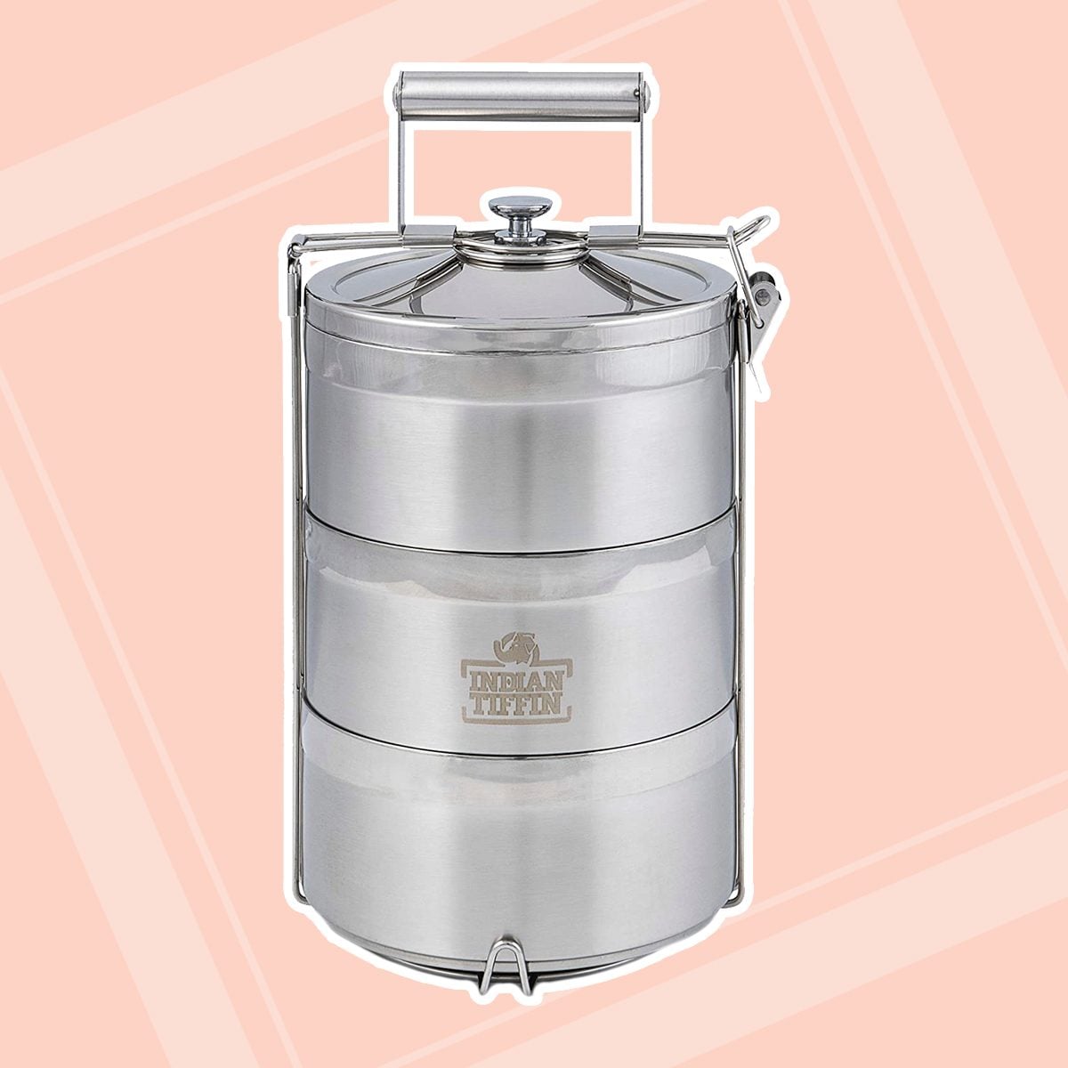 3 Tier Indian-Tiffin Stainless Steel Eco-Box with 3 Piece Cutlery Set