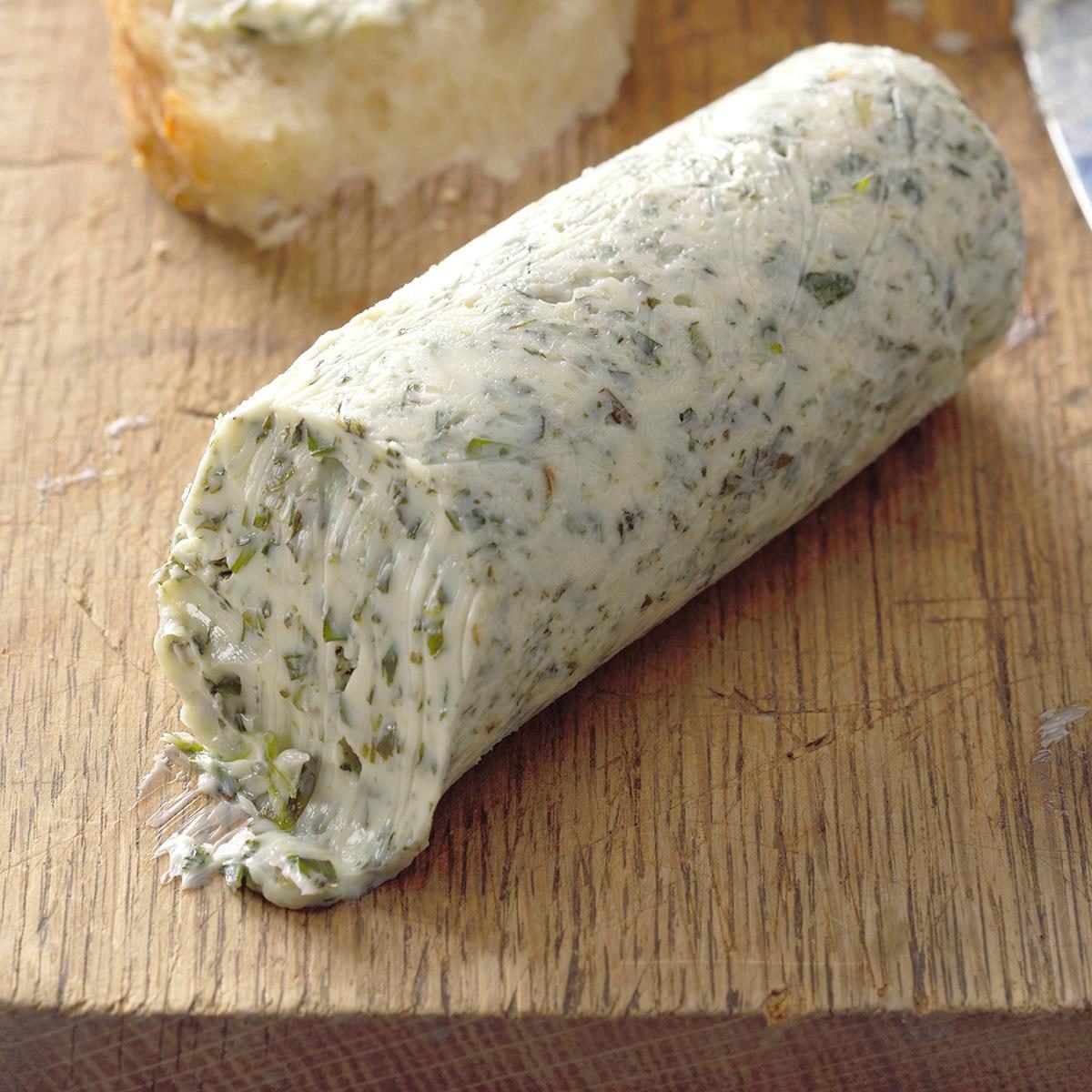 Butter roll on wooden board