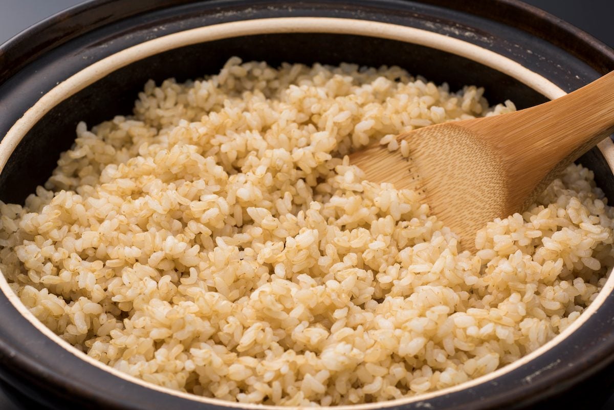 Homemade, cooked brown rice.