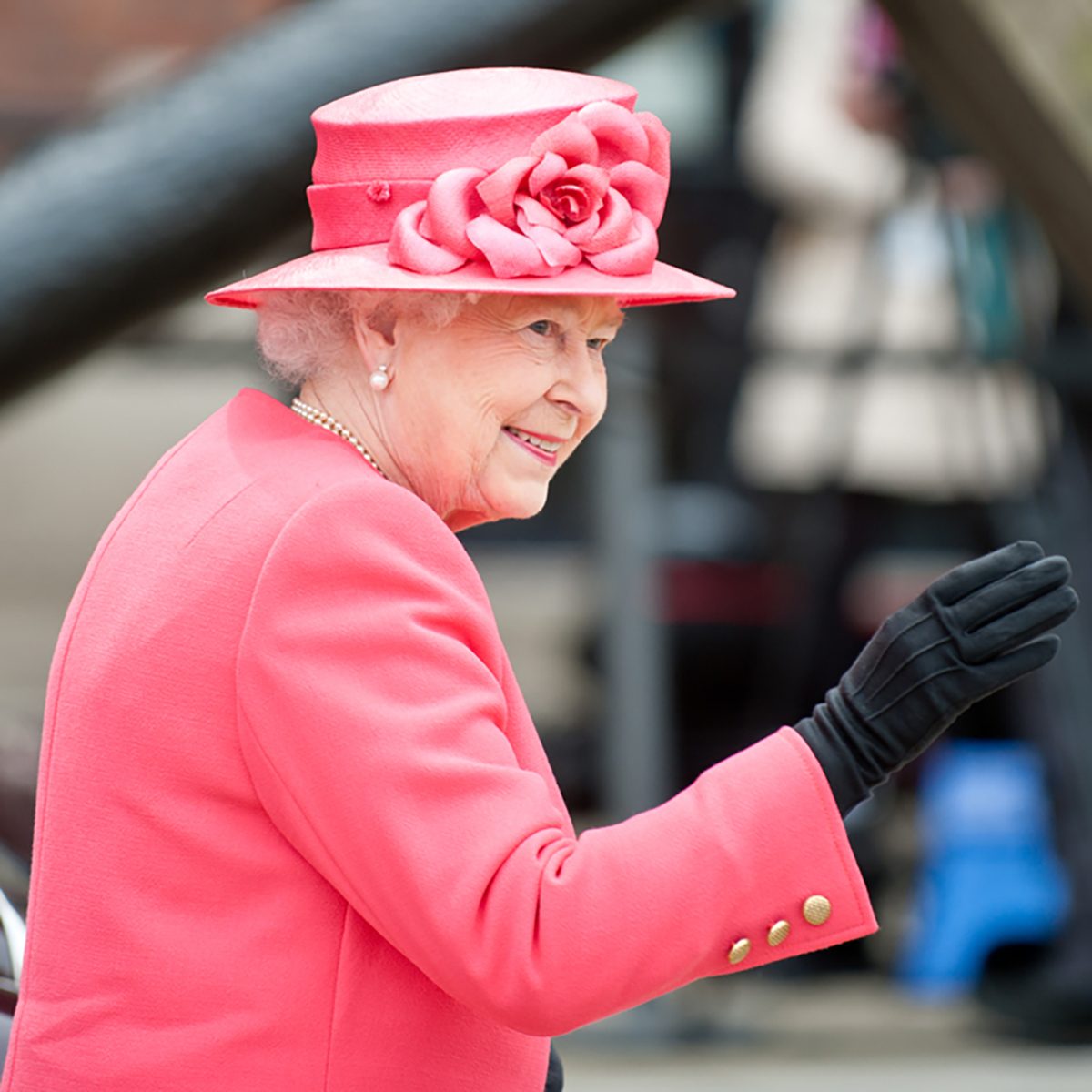 LIVERPOOL, ENGLAND - MAY 17 2012: Her Royal Highness Queen Elizabeth II visits Liverpool Albert Dock during her Diamond Jubilee tour of Great Britain, Liverpool, England. May 17 2012; Shutterstock ID 114857485