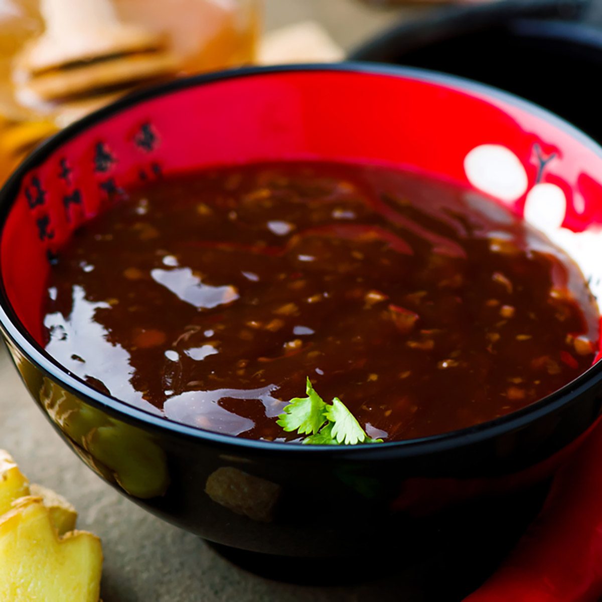 Teriyaki, traditional Japanese sauce. selective focus