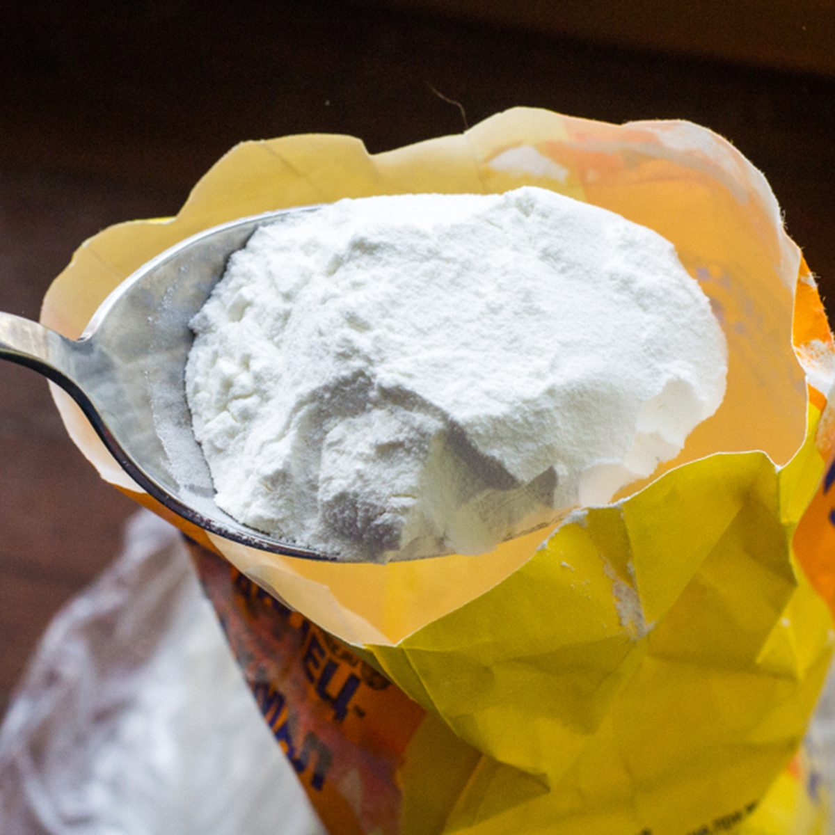 cornstarch in a spoon