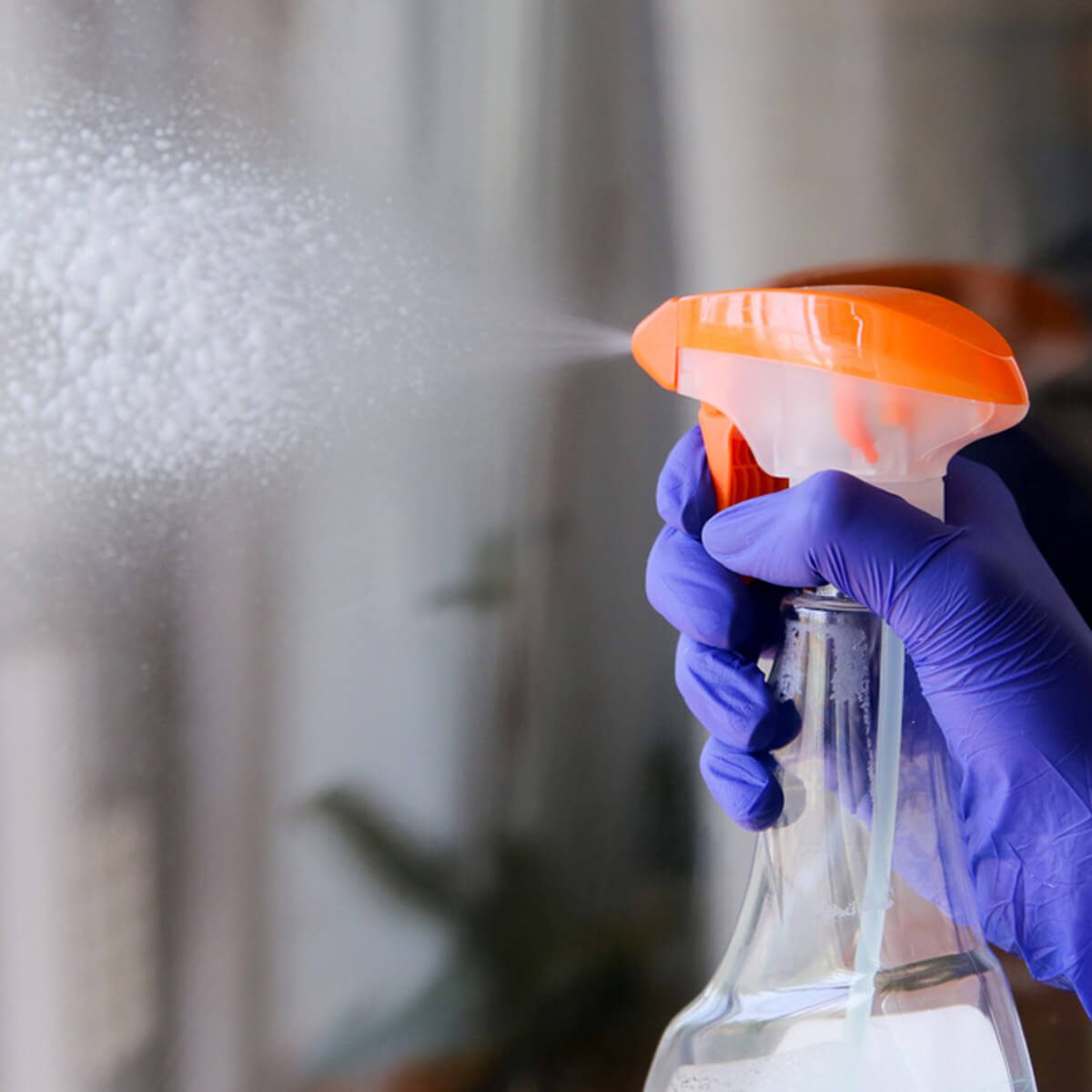 spraying cleaner