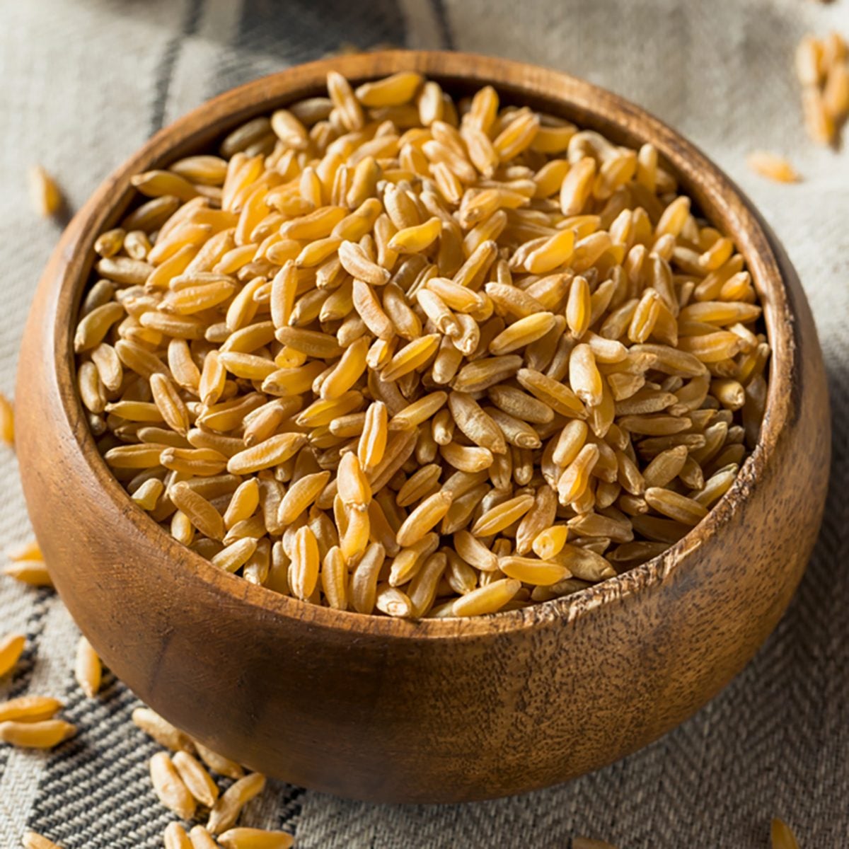 Raw Organic Dry Kamut Berries Grain in a Bowl;