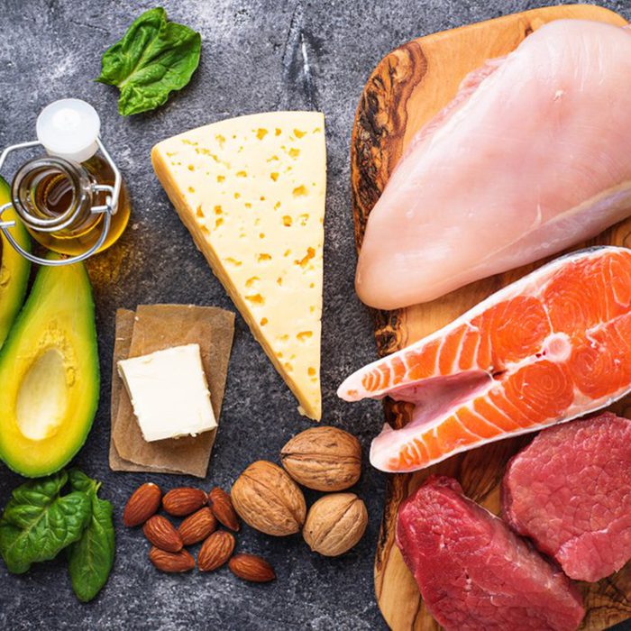 Healthy low carbs products. Ketogenic diet concept. Top view; Shutterstock ID 1046974864; Job (TFH, TOH, RD, BNB, CWM, CM): TOH Keto and diabetes