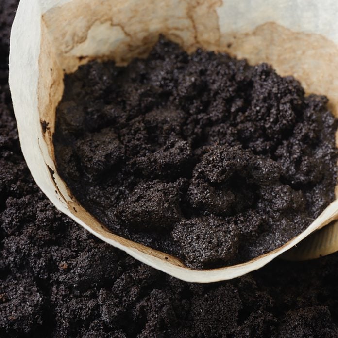used white coffee filters with coffee ground