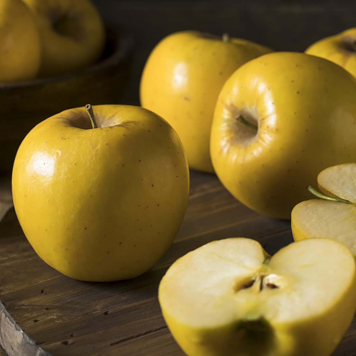 Raw Yellow Organic Opal Apples Ready to Eat