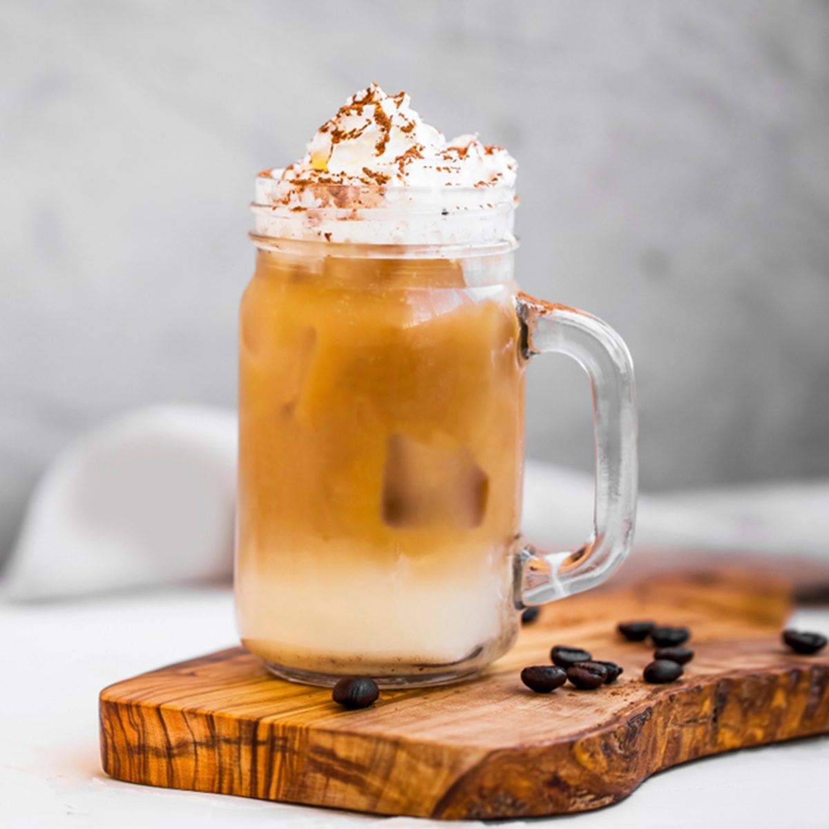 Ice coffee cup with cream.