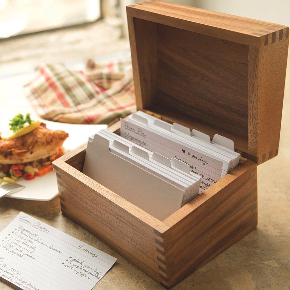 Ironwood Gourmet 28339 Saugatuck Recipe Box, Acacia Wood