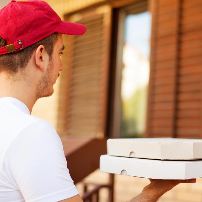 Pizza guy waiting