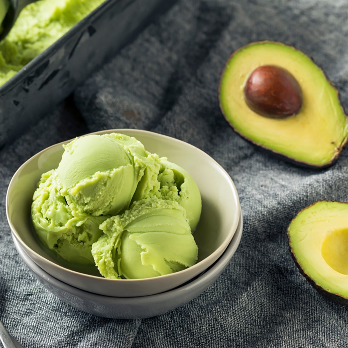 Homemade Green Organic Avocado Ice Cream Ready to Eat