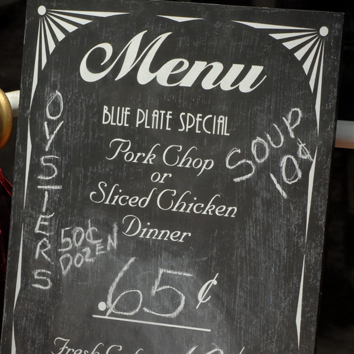 A retro style menu written with chalk on a blackboard
