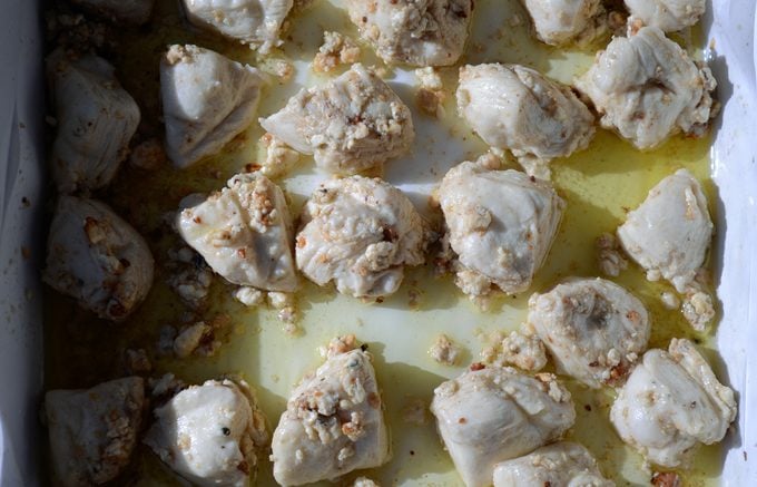 Biscuits in melted cheese and butter