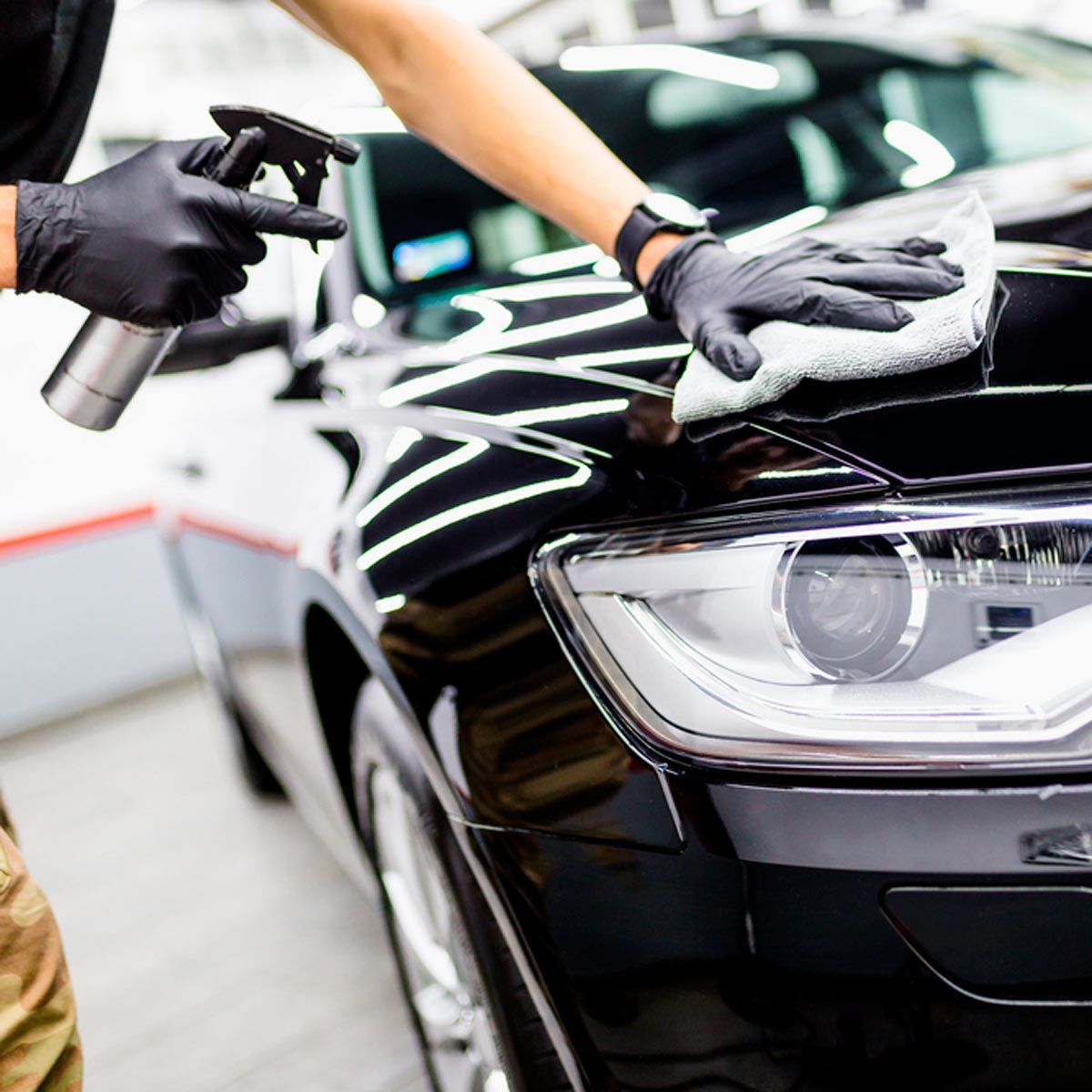 Cleaning car hood