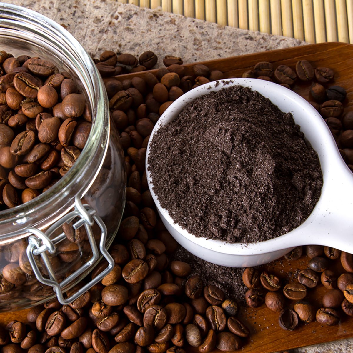Coffee skin scrub for spa