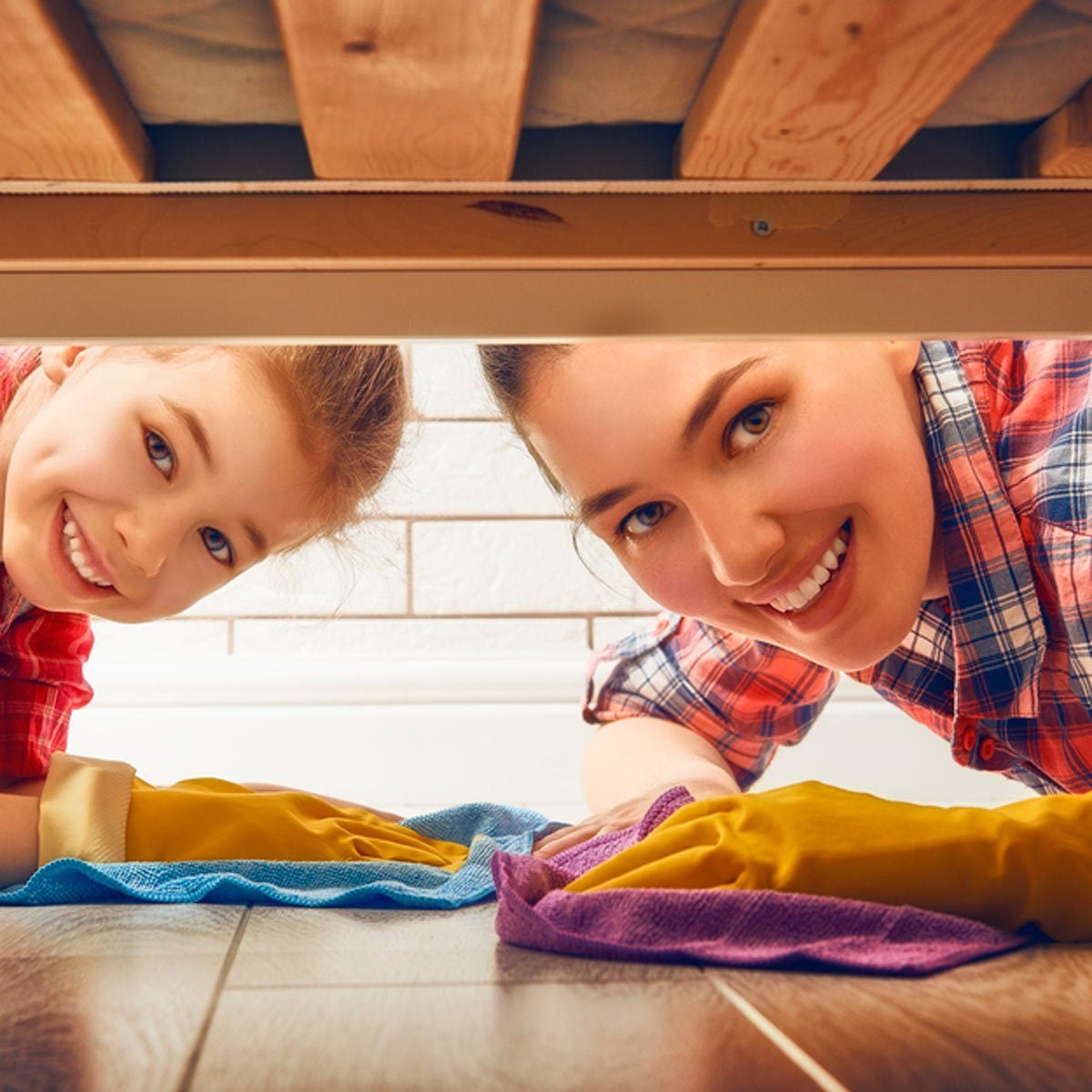 Looking under bed