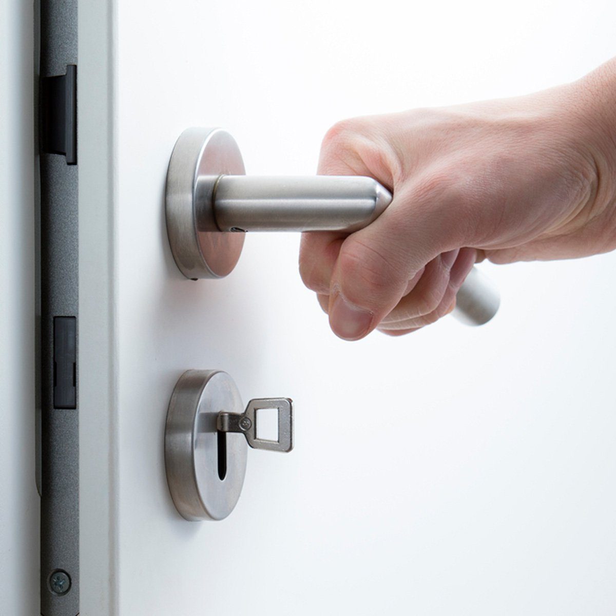 Person opening door