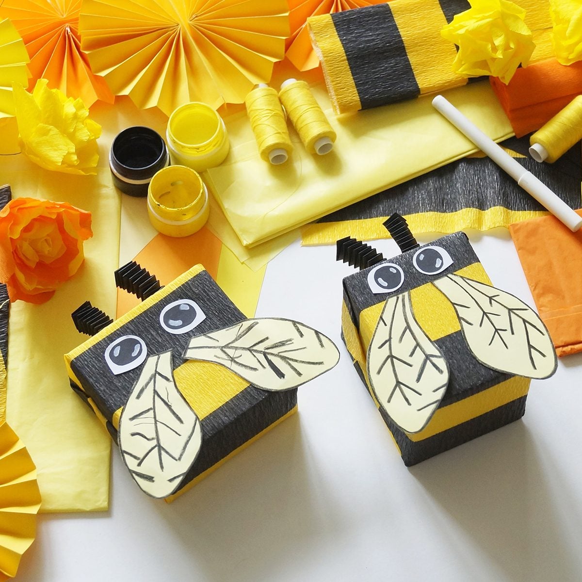 The child loves crafts bee. The child