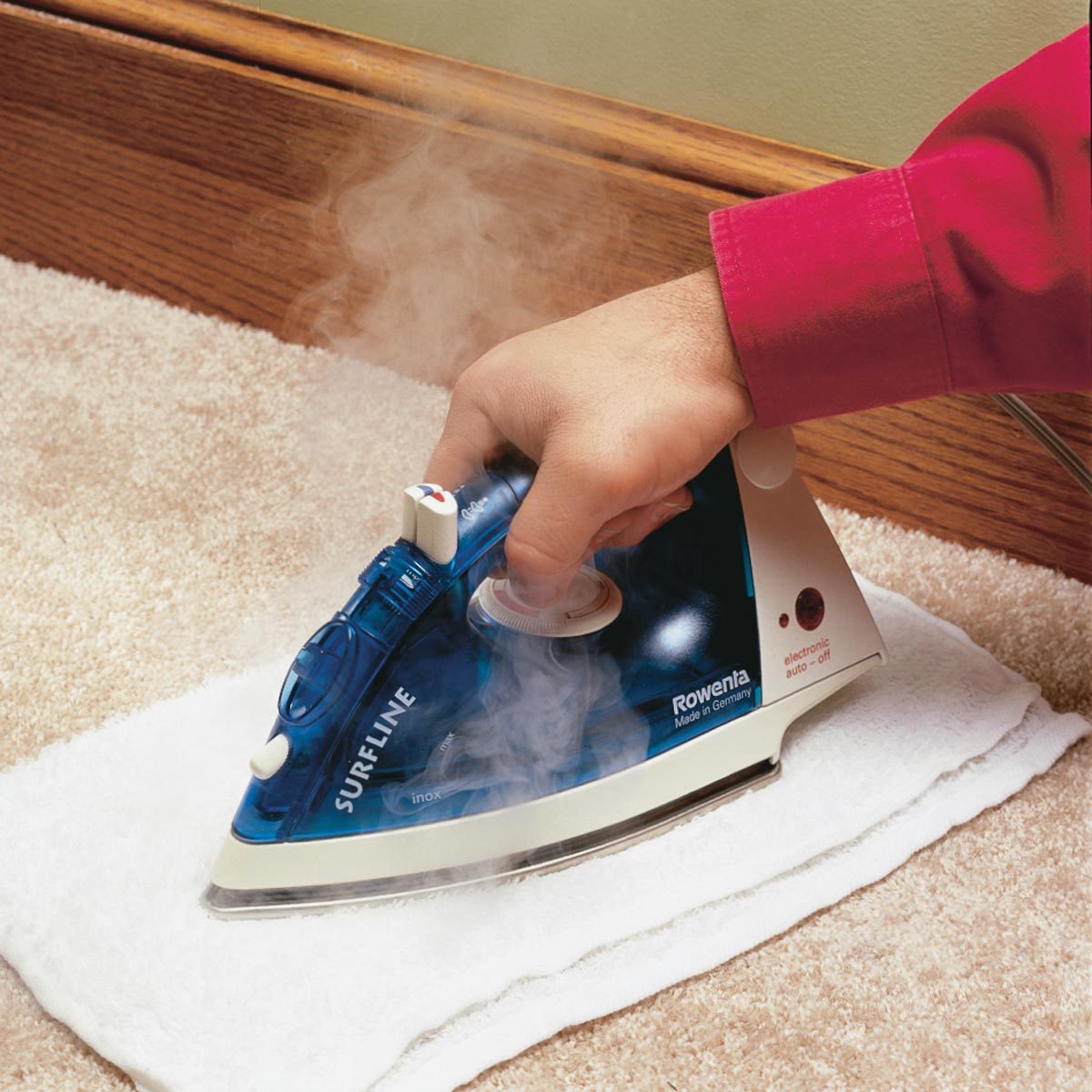 Iron on a towel