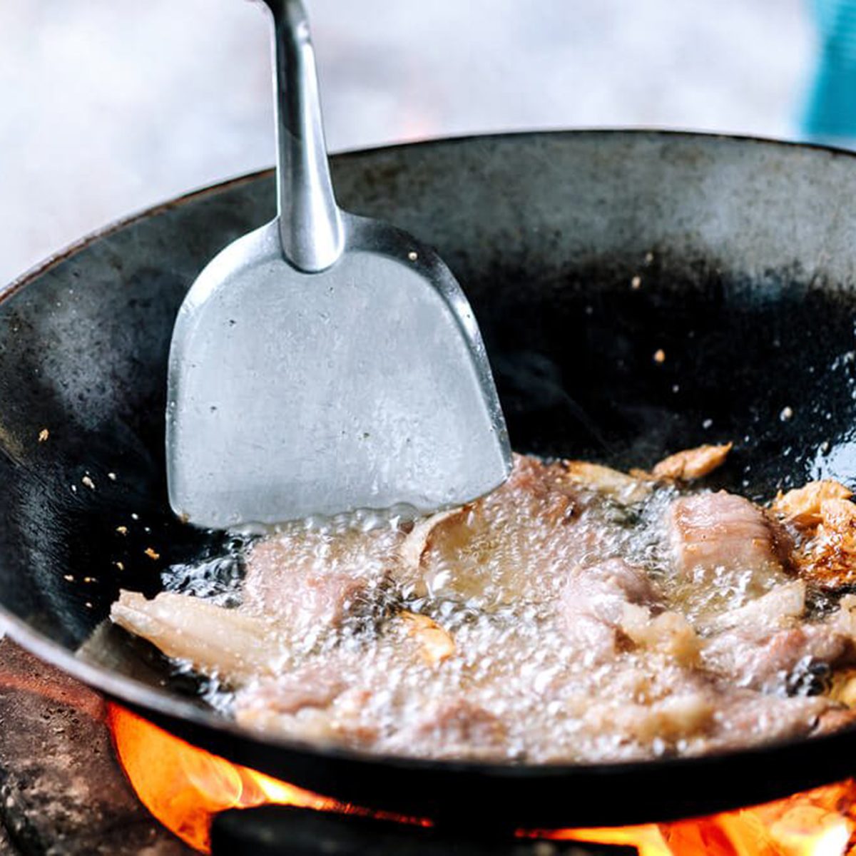 Frying fish in oil