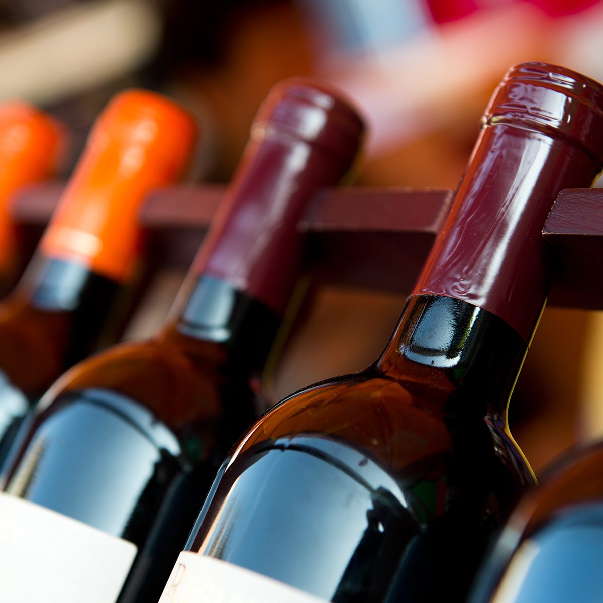 Bottles of wine shot with limited depth of field.