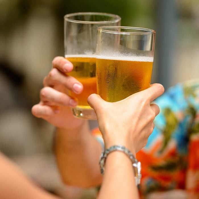 Couple beer cheers