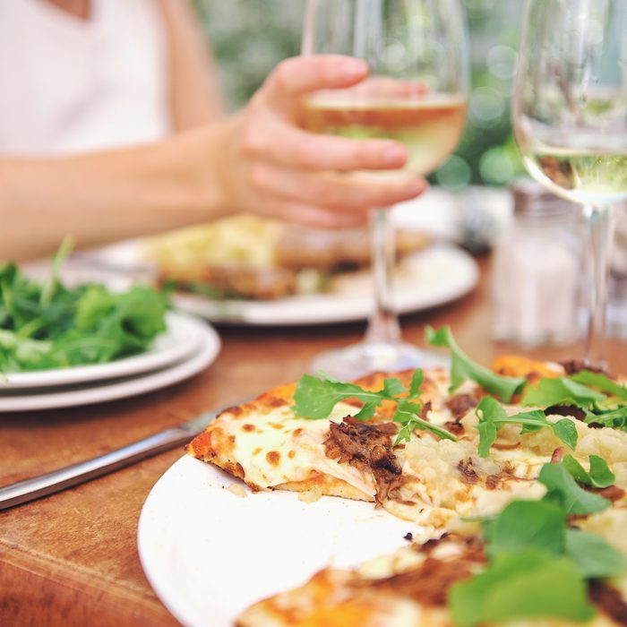 Healthy restaurant lunch for vacation couple in summer