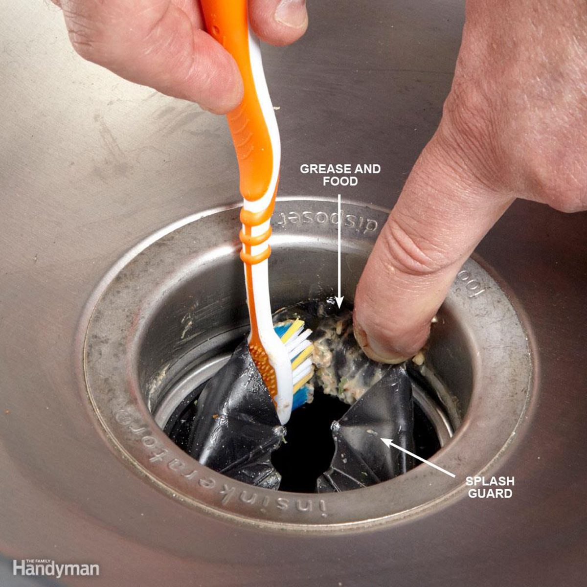 Cleaning garbage disposal with a toothbrush