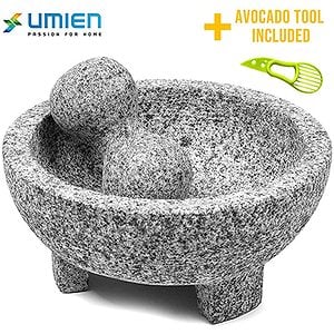 Granite Mortar and Pestle Set guacamole bowl Molcajete 8 Inch