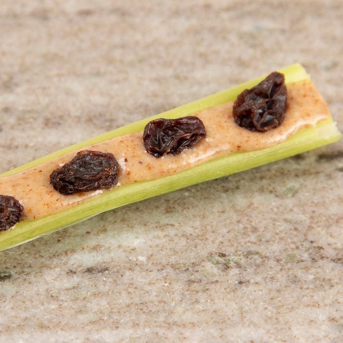 A Healthy Kid Friendly Snack of Celery and Nut Butter