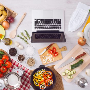 Cooking at home with online recipes
