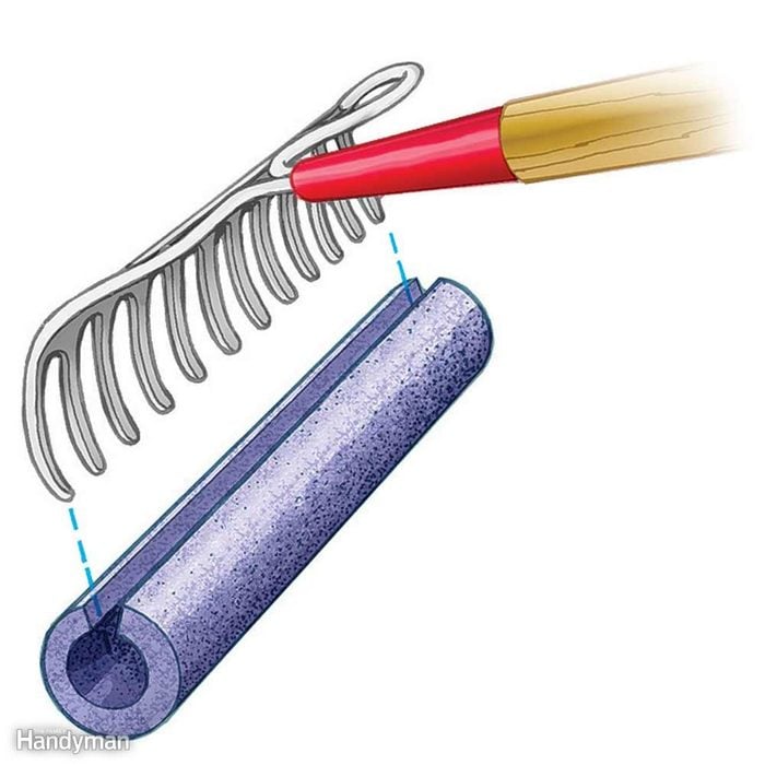 Cleaning rake with pool noodle