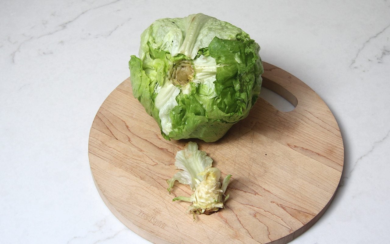 Lettuce stem removed