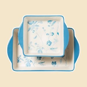 2pc Stoneware Floral Bakeware