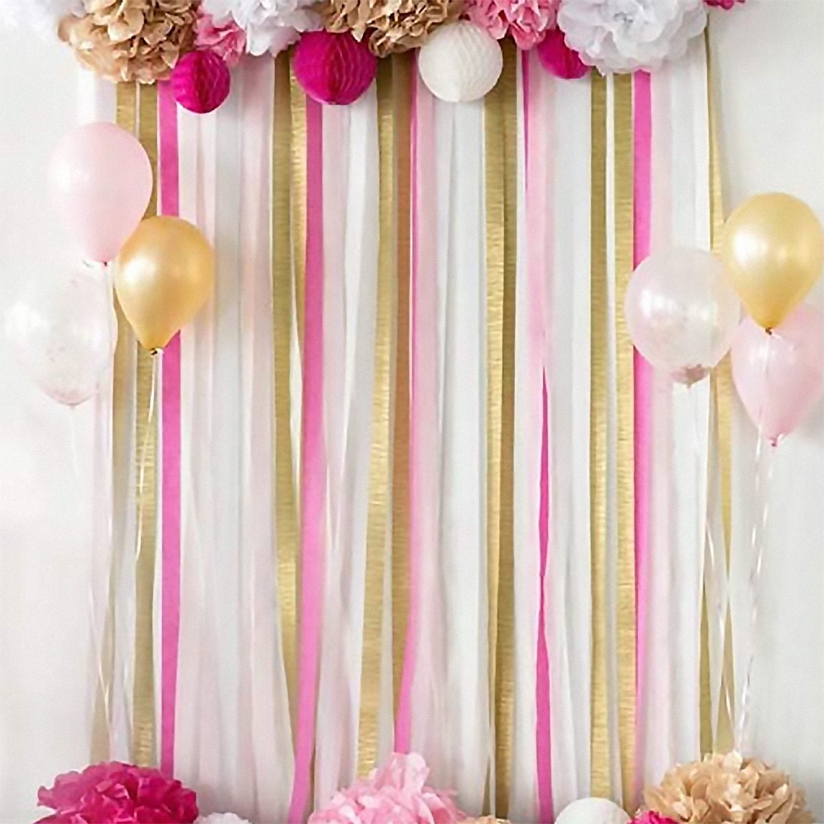 15 Rolls 405 Yard Party Streamers Backdrop Decorations Red Green Blue White Black Gold Silver Black Crepe Paper Rainbow Streamers 1.8