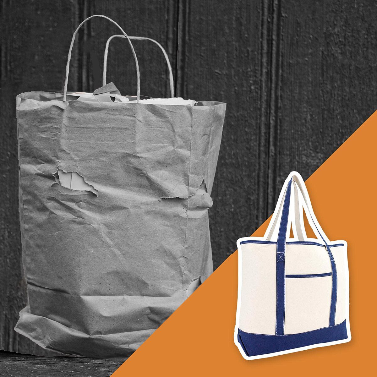 Damaged tote bags
