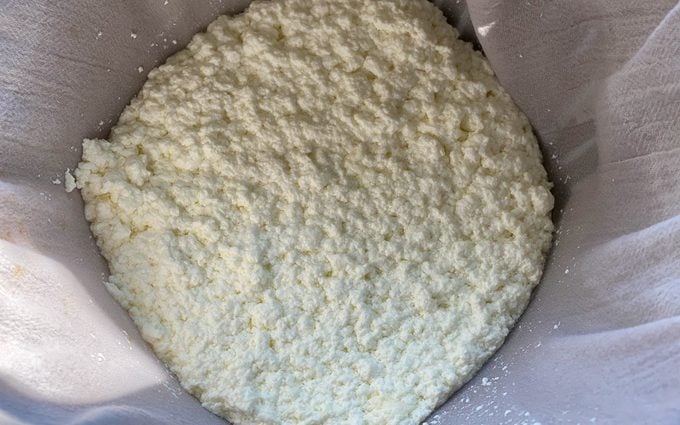 strained milk curds