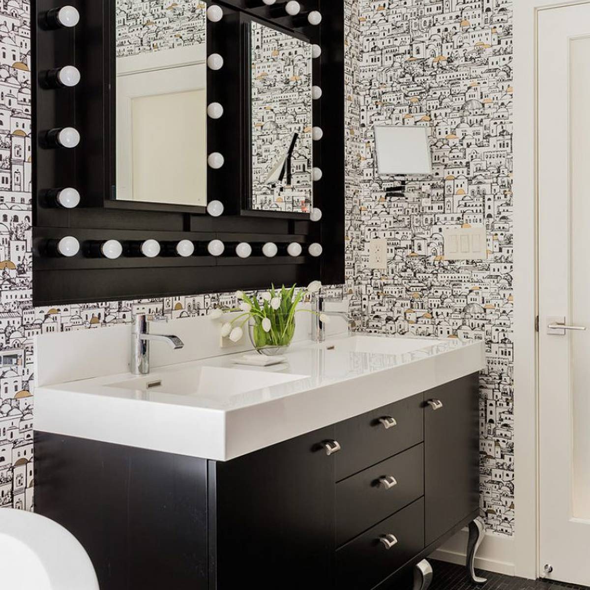 Boston Black And White Patio Furniture With Chrome Bathroom Sink Faucets Transitional His Hers Bath Dual Sinks 768x1053