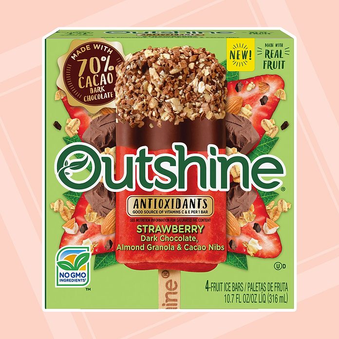 best popsicles Outshine Strawberry Dark Chocolate Almond Granola Cacao Nibs Fruit Ice Bars 4 Ct Box