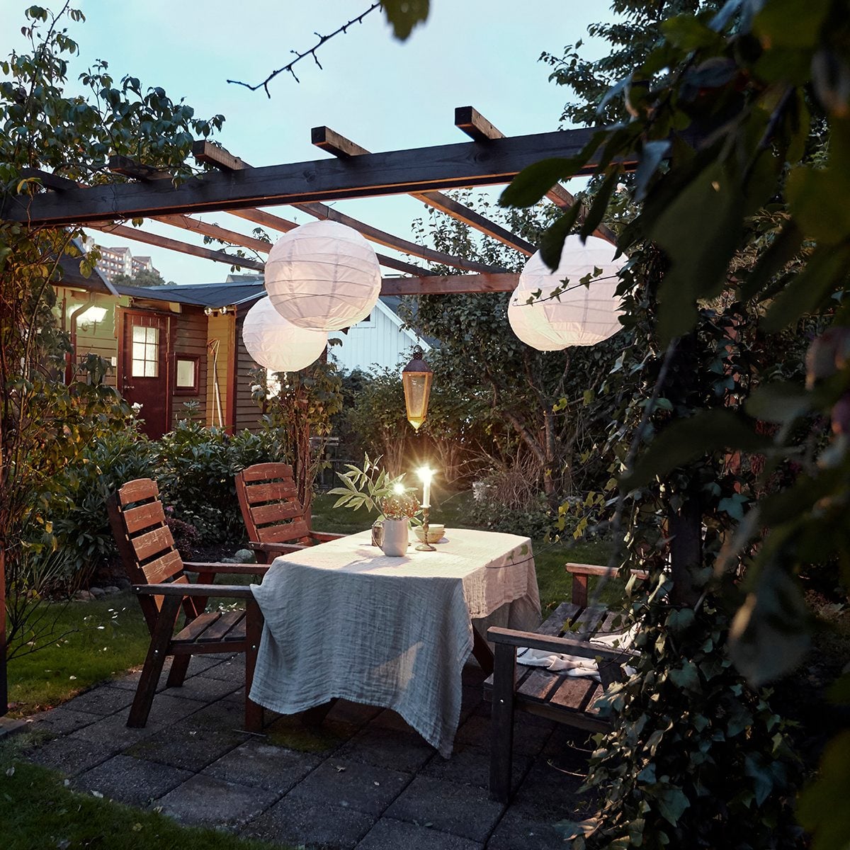 Table Set In Garden backyard entertainment ideas